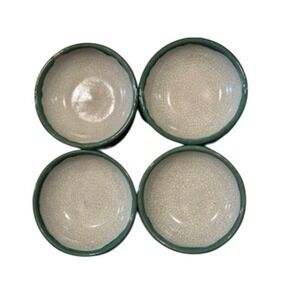 VTG Pier 1 Crackle Collection Cereal Bowl Distressed Coupe‎ Pottery 6.75" Green